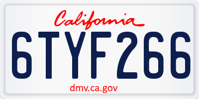 CA license plate 6TYF266