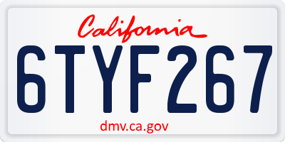 CA license plate 6TYF267