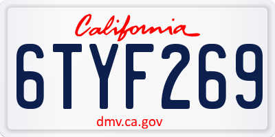 CA license plate 6TYF269