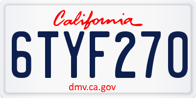 CA license plate 6TYF270