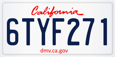 CA license plate 6TYF271