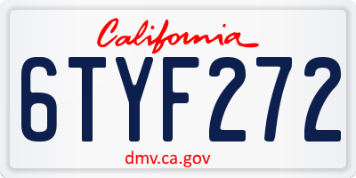 CA license plate 6TYF272