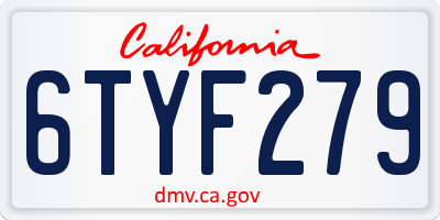 CA license plate 6TYF279