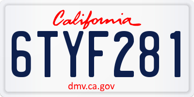 CA license plate 6TYF281