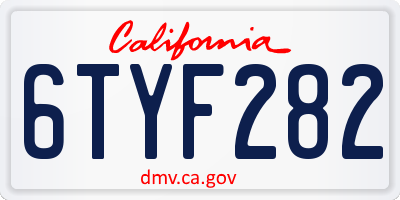 CA license plate 6TYF282