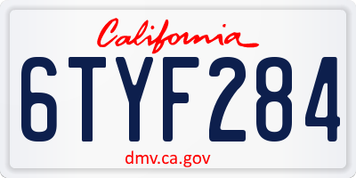 CA license plate 6TYF284