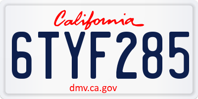 CA license plate 6TYF285