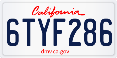 CA license plate 6TYF286