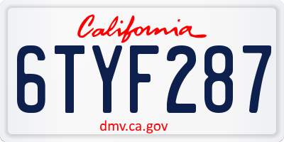 CA license plate 6TYF287