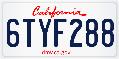 CA license plate 6TYF288