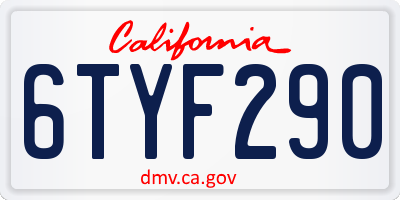 CA license plate 6TYF290