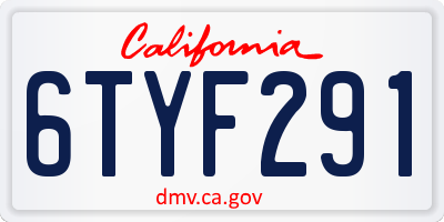 CA license plate 6TYF291