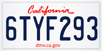CA license plate 6TYF293