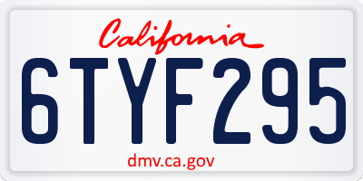 CA license plate 6TYF295