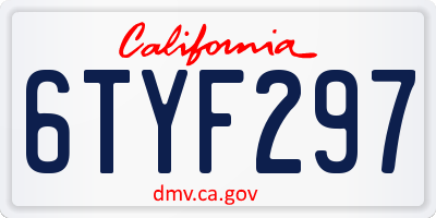 CA license plate 6TYF297