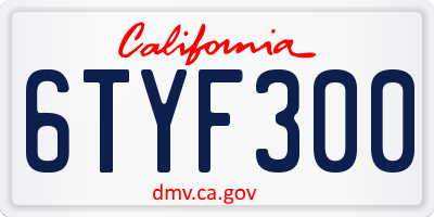 CA license plate 6TYF300