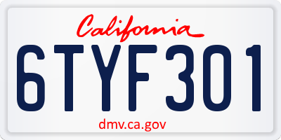 CA license plate 6TYF301