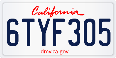 CA license plate 6TYF305