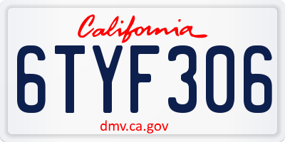 CA license plate 6TYF306
