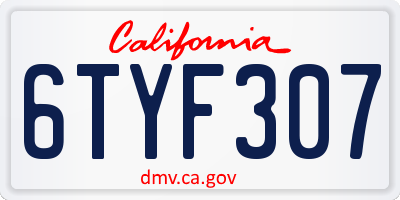 CA license plate 6TYF307