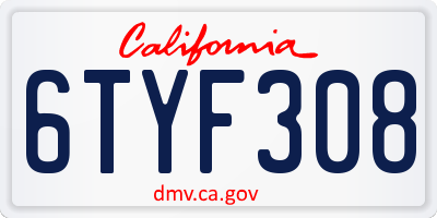 CA license plate 6TYF308