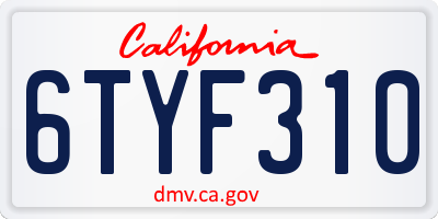 CA license plate 6TYF310