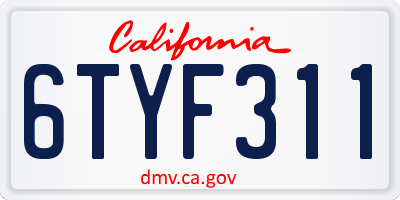 CA license plate 6TYF311