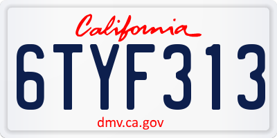CA license plate 6TYF313