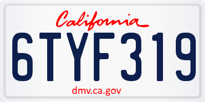 CA license plate 6TYF319