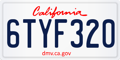 CA license plate 6TYF320