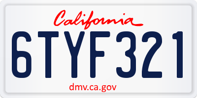 CA license plate 6TYF321