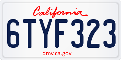 CA license plate 6TYF323