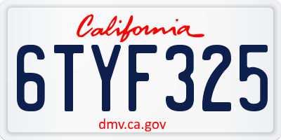 CA license plate 6TYF325