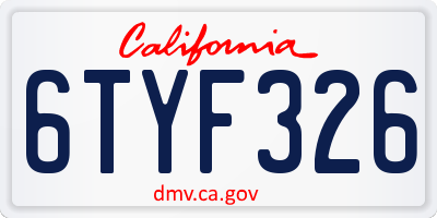 CA license plate 6TYF326