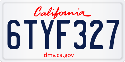 CA license plate 6TYF327
