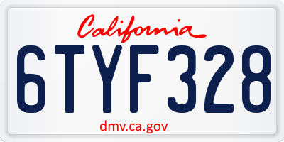 CA license plate 6TYF328