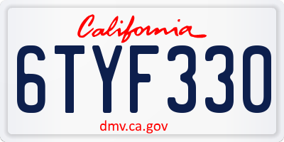 CA license plate 6TYF330