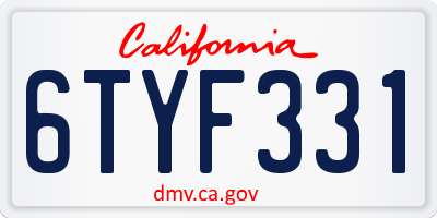 CA license plate 6TYF331