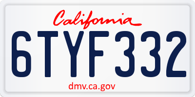 CA license plate 6TYF332