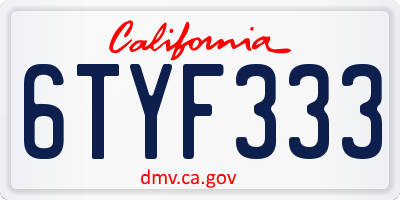 CA license plate 6TYF333
