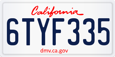CA license plate 6TYF335