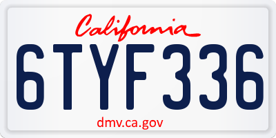 CA license plate 6TYF336
