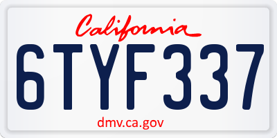 CA license plate 6TYF337