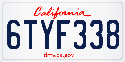 CA license plate 6TYF338