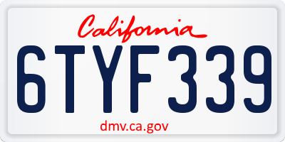 CA license plate 6TYF339