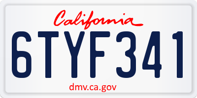 CA license plate 6TYF341