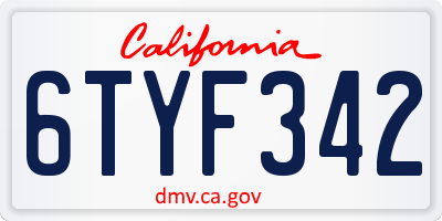 CA license plate 6TYF342