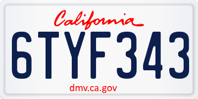 CA license plate 6TYF343