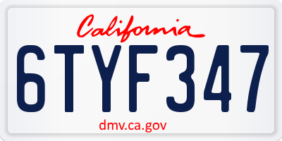 CA license plate 6TYF347
