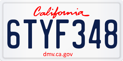 CA license plate 6TYF348